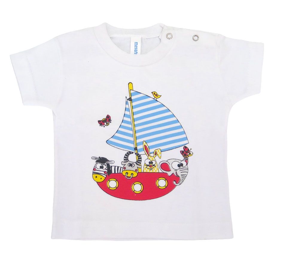 Remera Manga Corta Estampado Velero con Animales