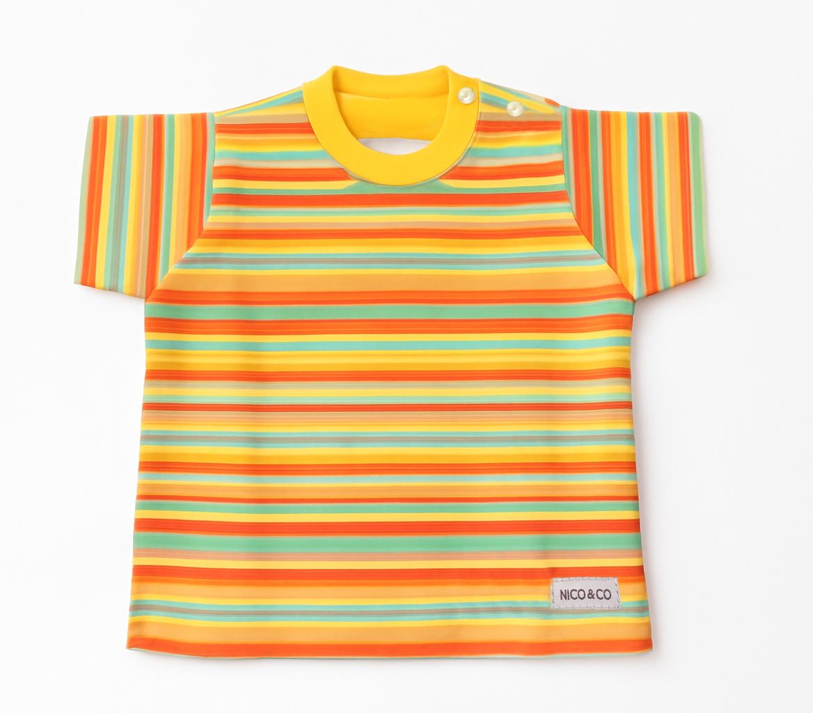 Remera Manga Corta Estampado Rayado