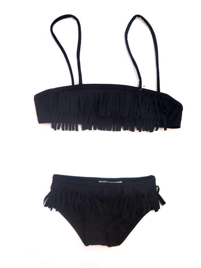 Malla 2 Piezas Bikini Liso con Flecos
