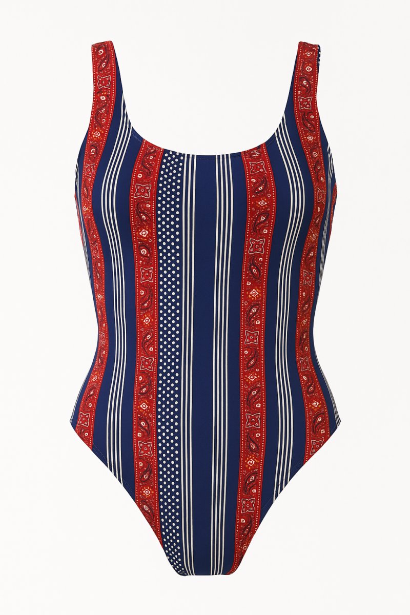 Malla Entera Estampado Rayas y Corazones