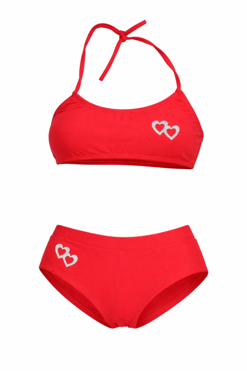 Malla de Baño 2 Piezas con Corazon de Glitter Bordados