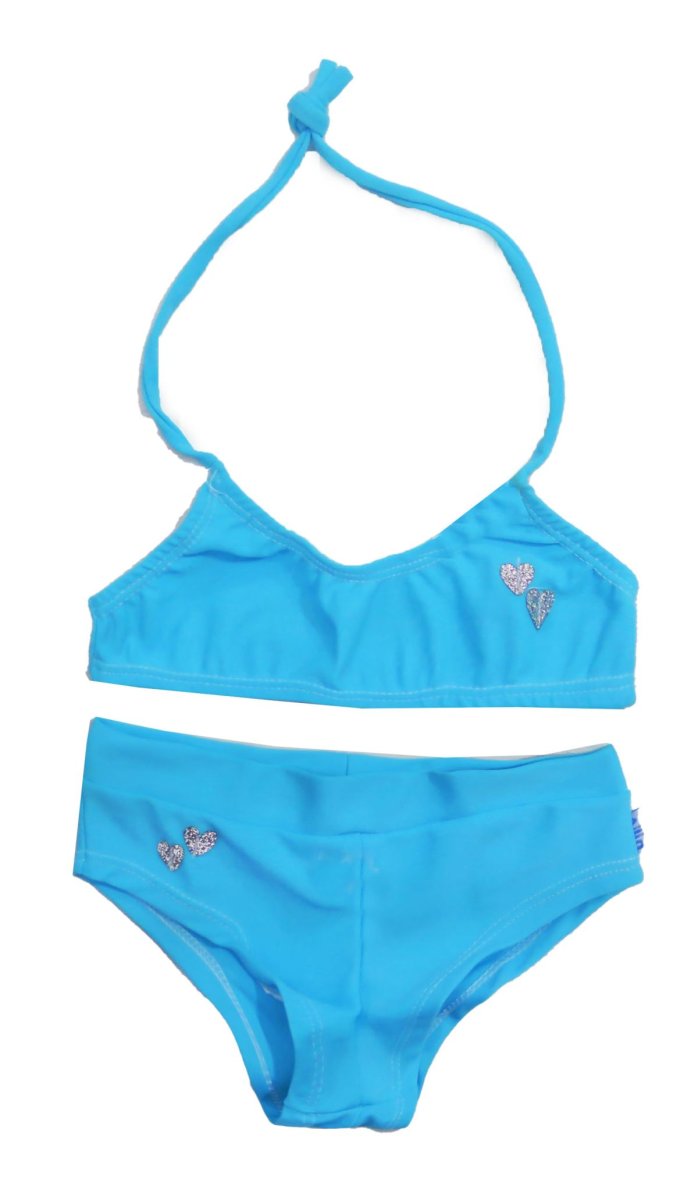 Malla de Baño 2 Piezas con Corazon de Glitter Bordados