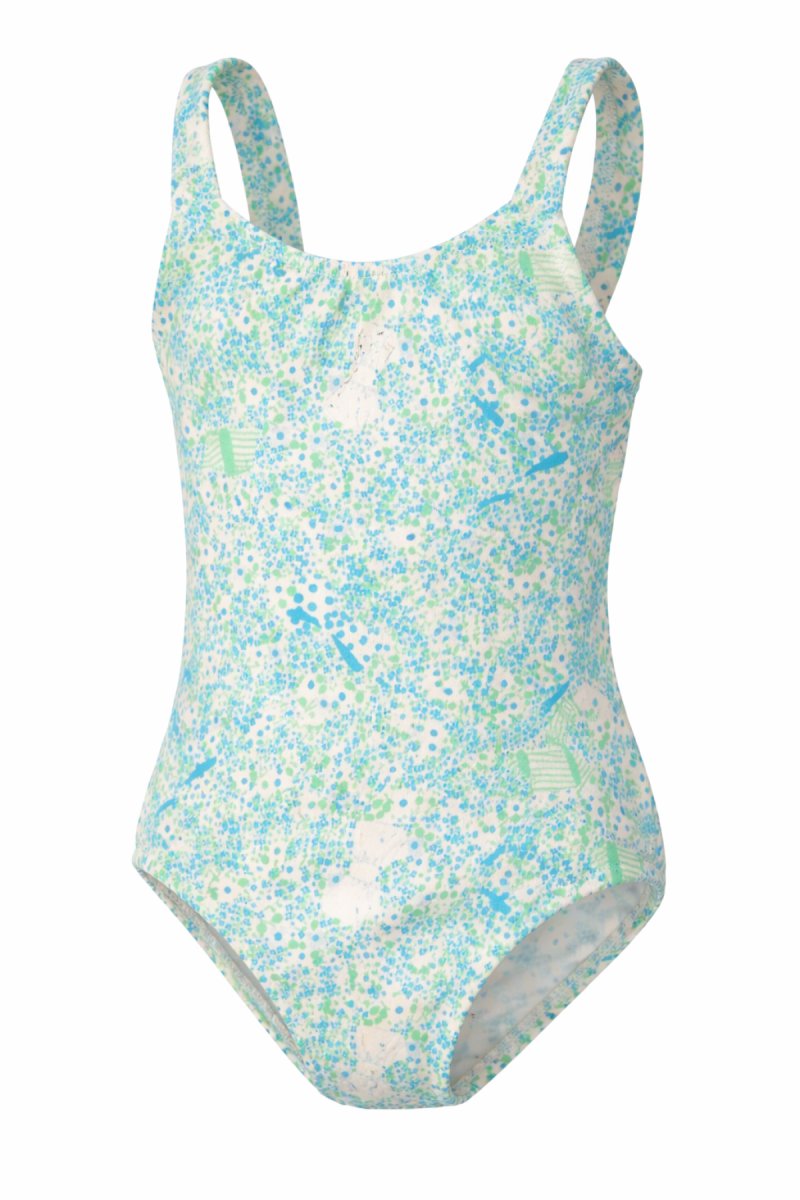 Malla Entera Estampado Flor con Aplique de Moño Atras