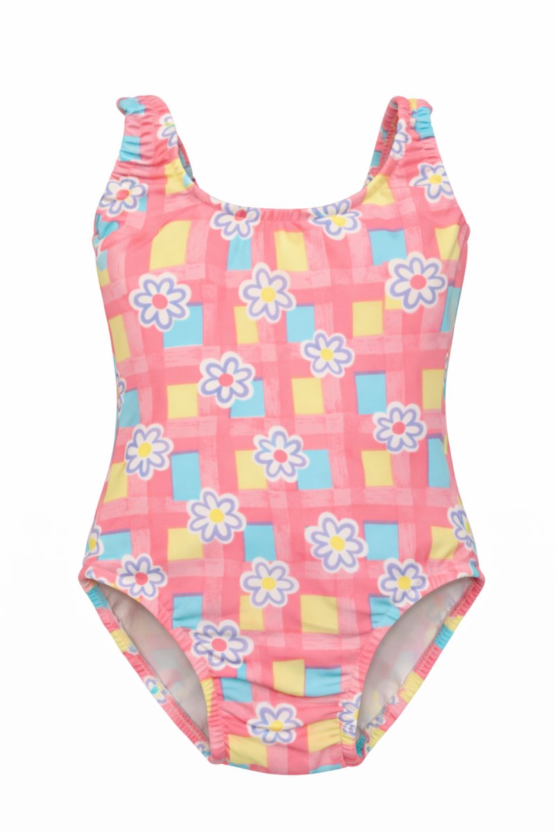 Malla Entera Estampado Flor y Cuadros