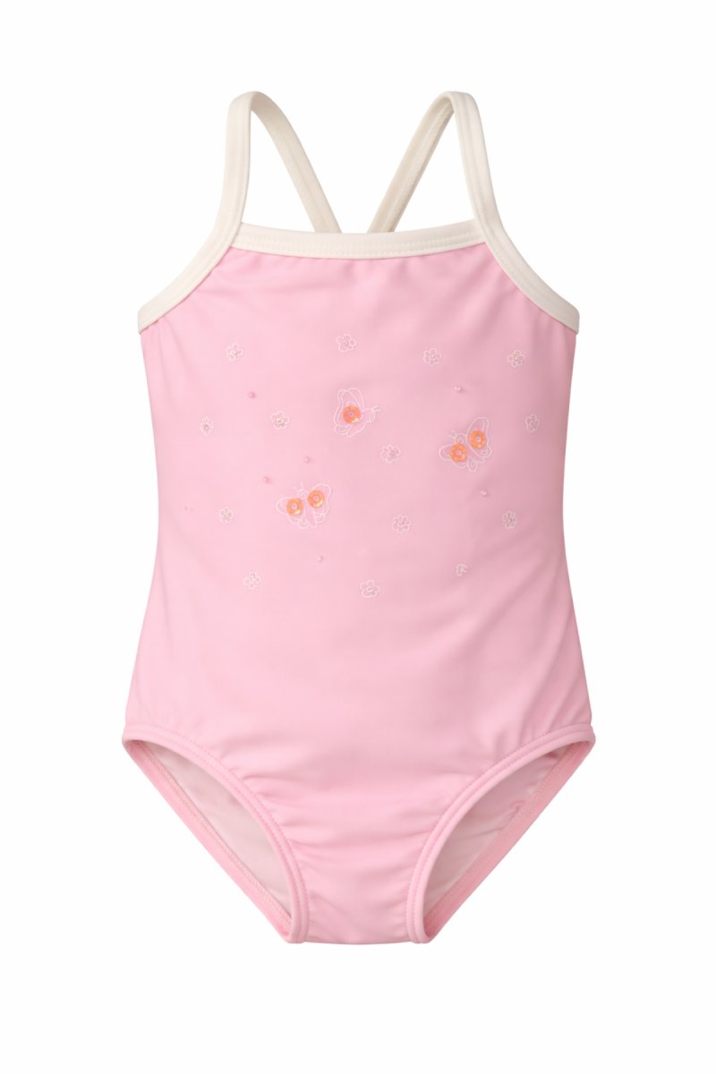 Malla Entera Estampado Mariposas con Lentejuelas Bordadas - Breteles