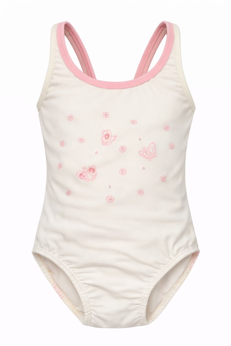 Malla Entera Estampado Mariposas con Lentejuelas Bordadas - Tiras Cruzadas