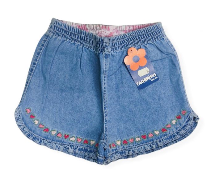 Short de Jean con Elastico y Volado Cintura Elastizada