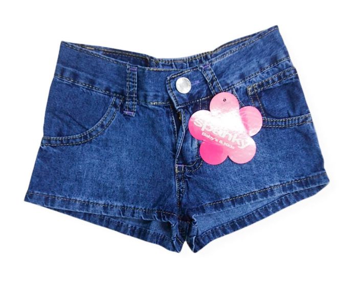 Short de Jean con Bolsillos Bordados Corazon