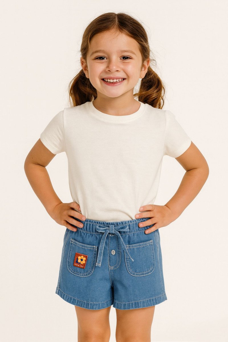 Short de Jean con Botones y Ajuste en la Cintura