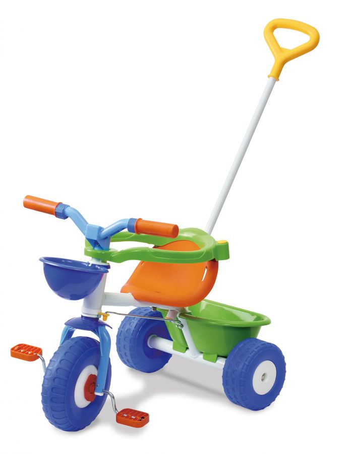 Triciclo BLUE METAL con manija direccional y baranda