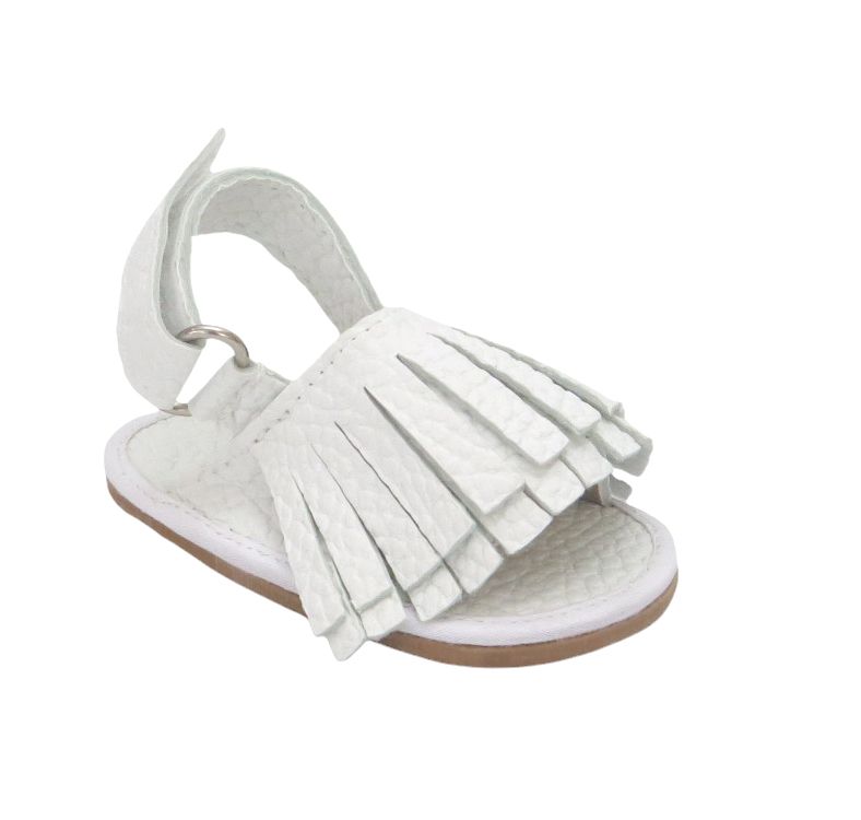 Sandalia de Cuero con Flecos con Velcro