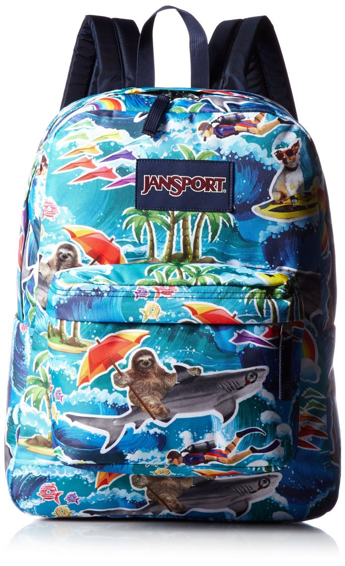 Jansport Mochila Superbreak (Modelo Clasico) 1 cierre principal y 1 bolsillo frontal COLOR "multi wet sloth"