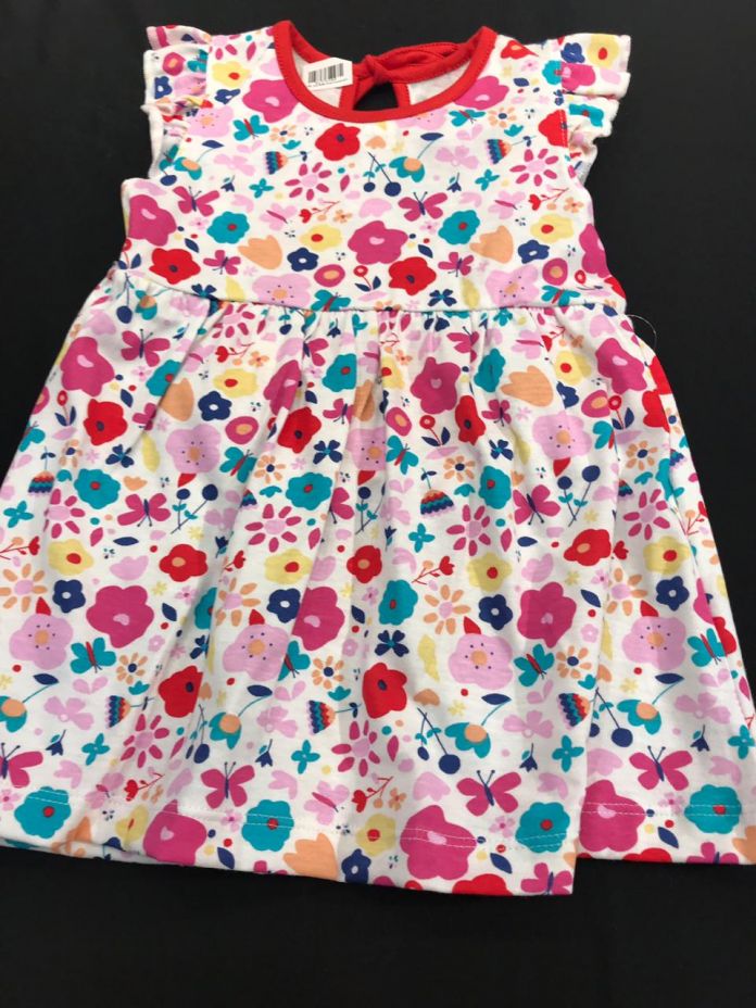 Vestido Algodon Estampado Manga Corta