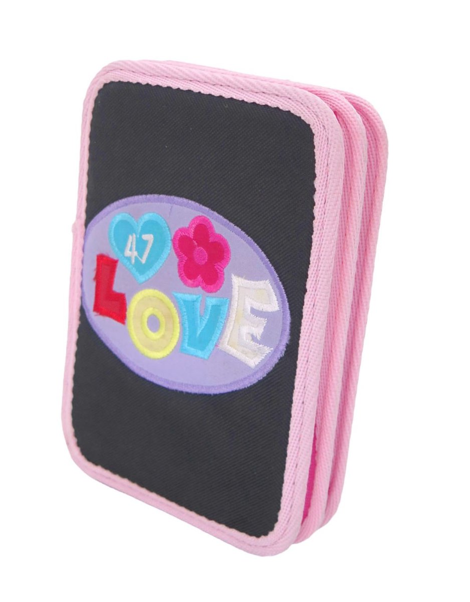 Cartuchera de 2 Piso de Tela Bordado Love