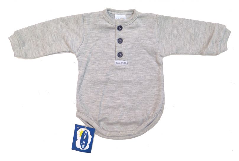 Body Manga Larga Liso con 3 Botones