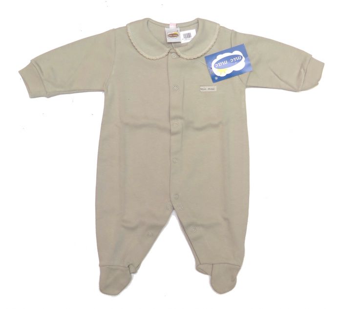 Enterito Manga Larga con Cuello Baby Bordado y Broches Adelante