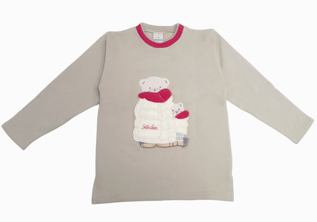 Buzo de Algodon Frizado sin Capucha Oso Bordado