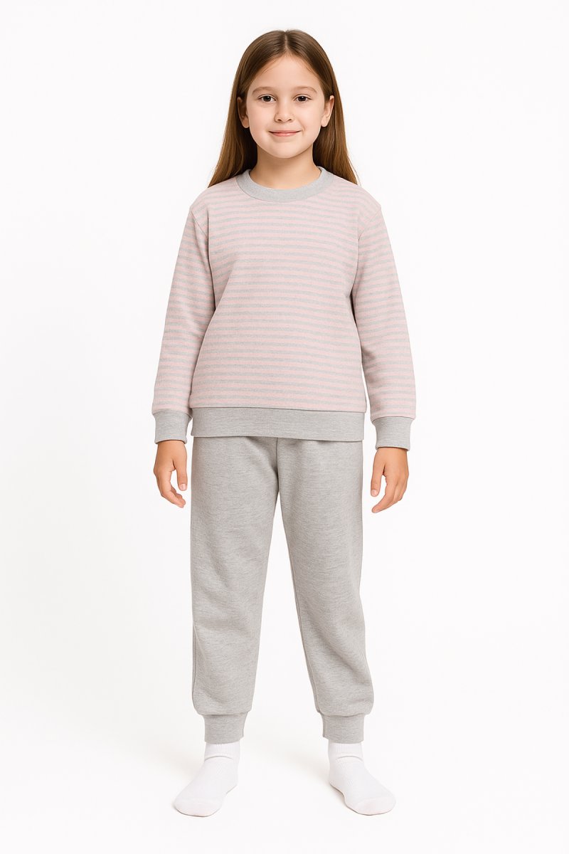 Pijama Invierno Remera Manga Larga Rayada y Pantalon