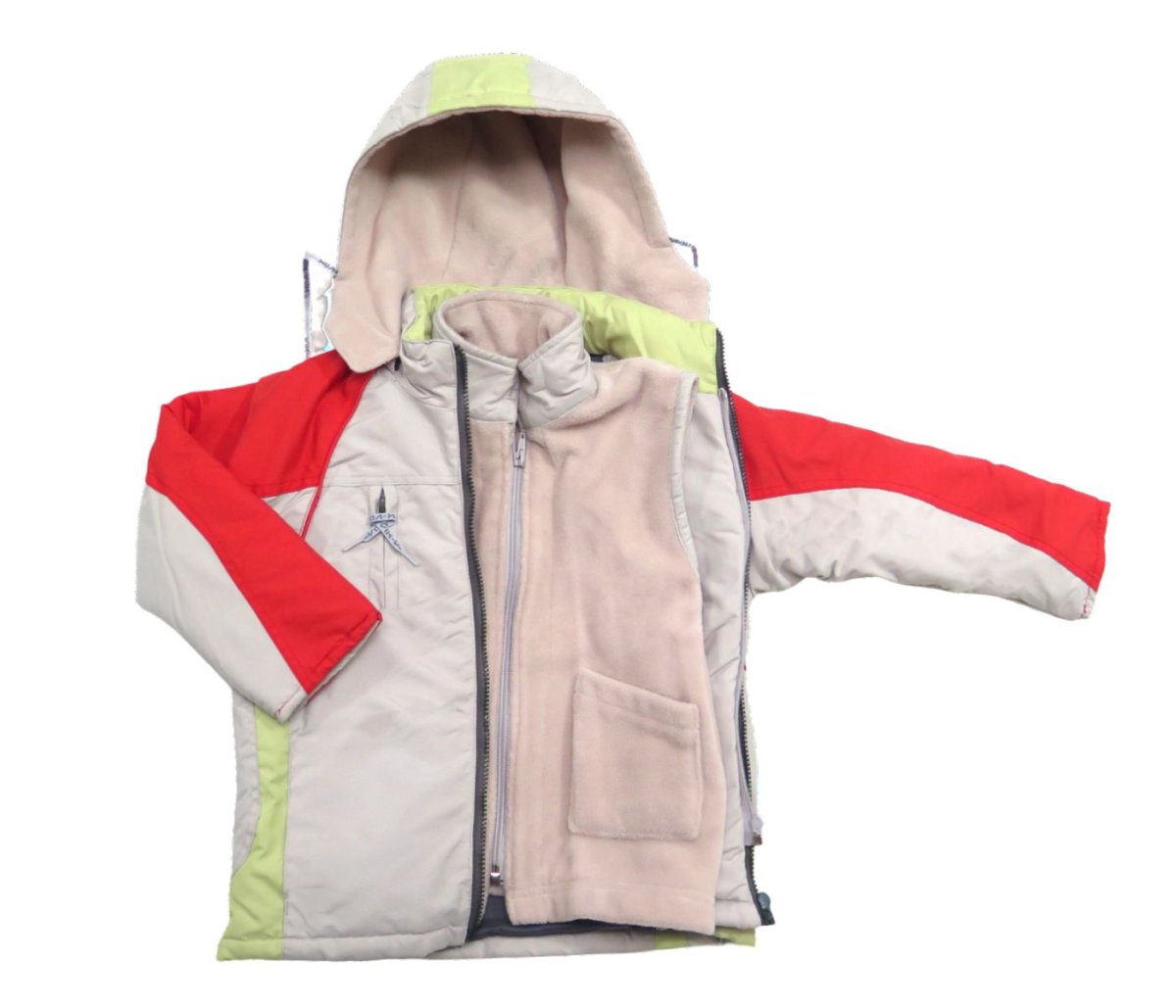 Campera con Capucha Desmontable y Chaleco de Polar