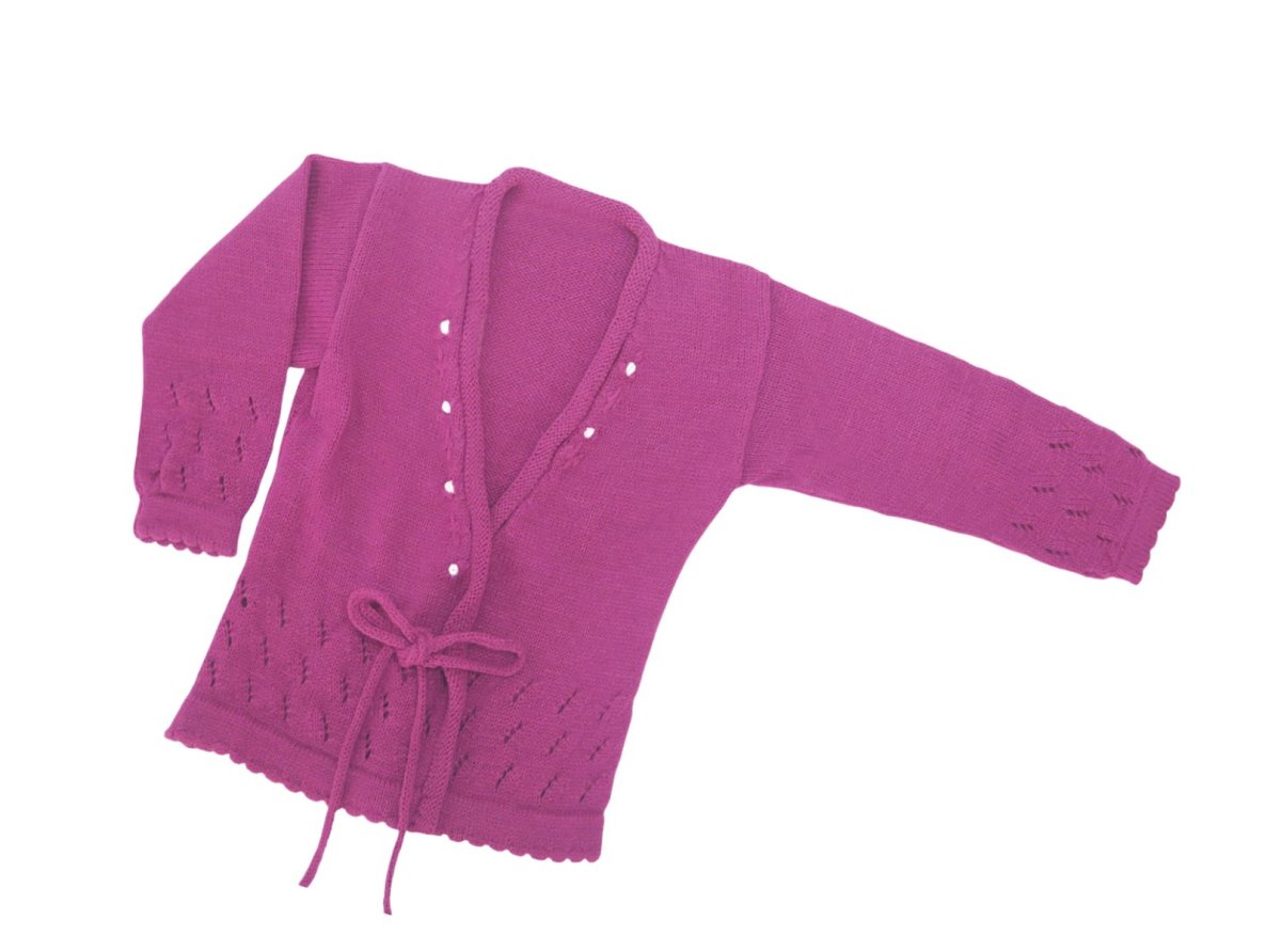 Saquito de Cashmilon Cruzado con lazo, Calado y Bordado