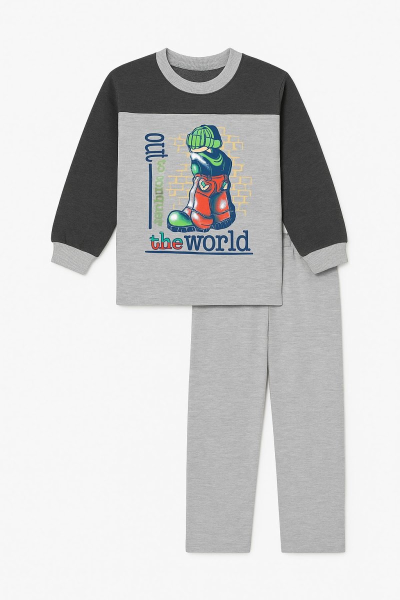 Conjunto Jogging Buzo Estampado Chico con Ladrillos y Pantalon