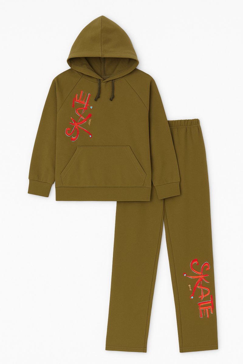 Conjunto Jogging Buzo con Capucha Estampado Skate y Pantalon