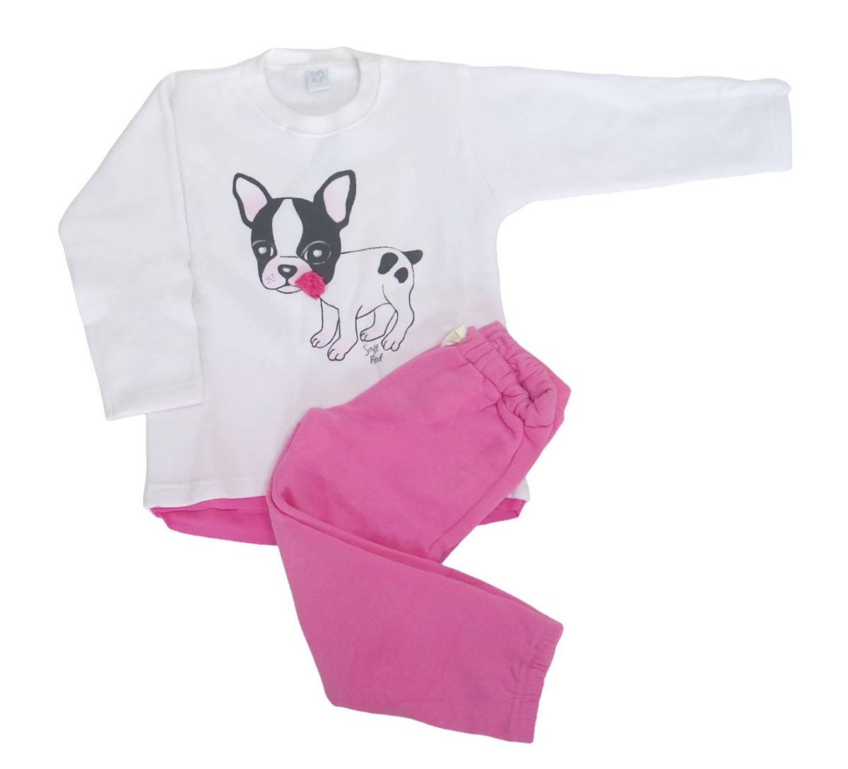 Conjunto Jogging Pantalon y Buzo Estampado Perro Bulldog Glitter