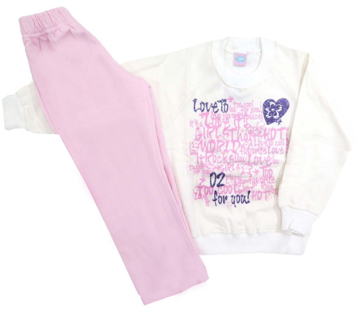Conjunto Jogging de Buzo Estampado  Love To Glitter y Pantalon