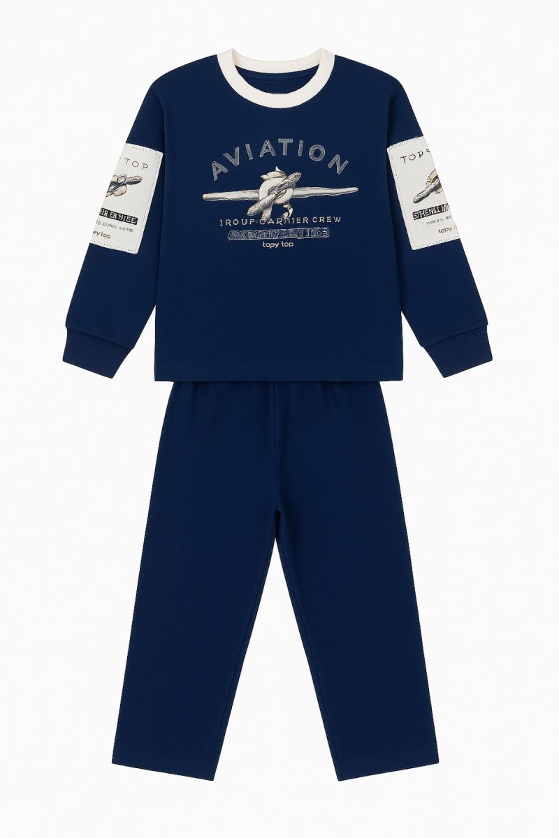 Conjunto Jogging Buzo Estampado Aeroplano y Pantalon