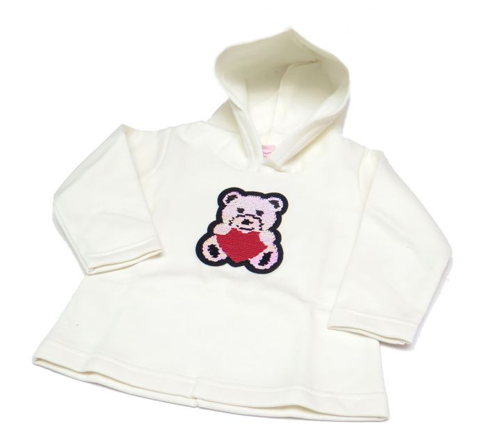 Buzo Frizado Aplique de Lentejuelas con Capucha