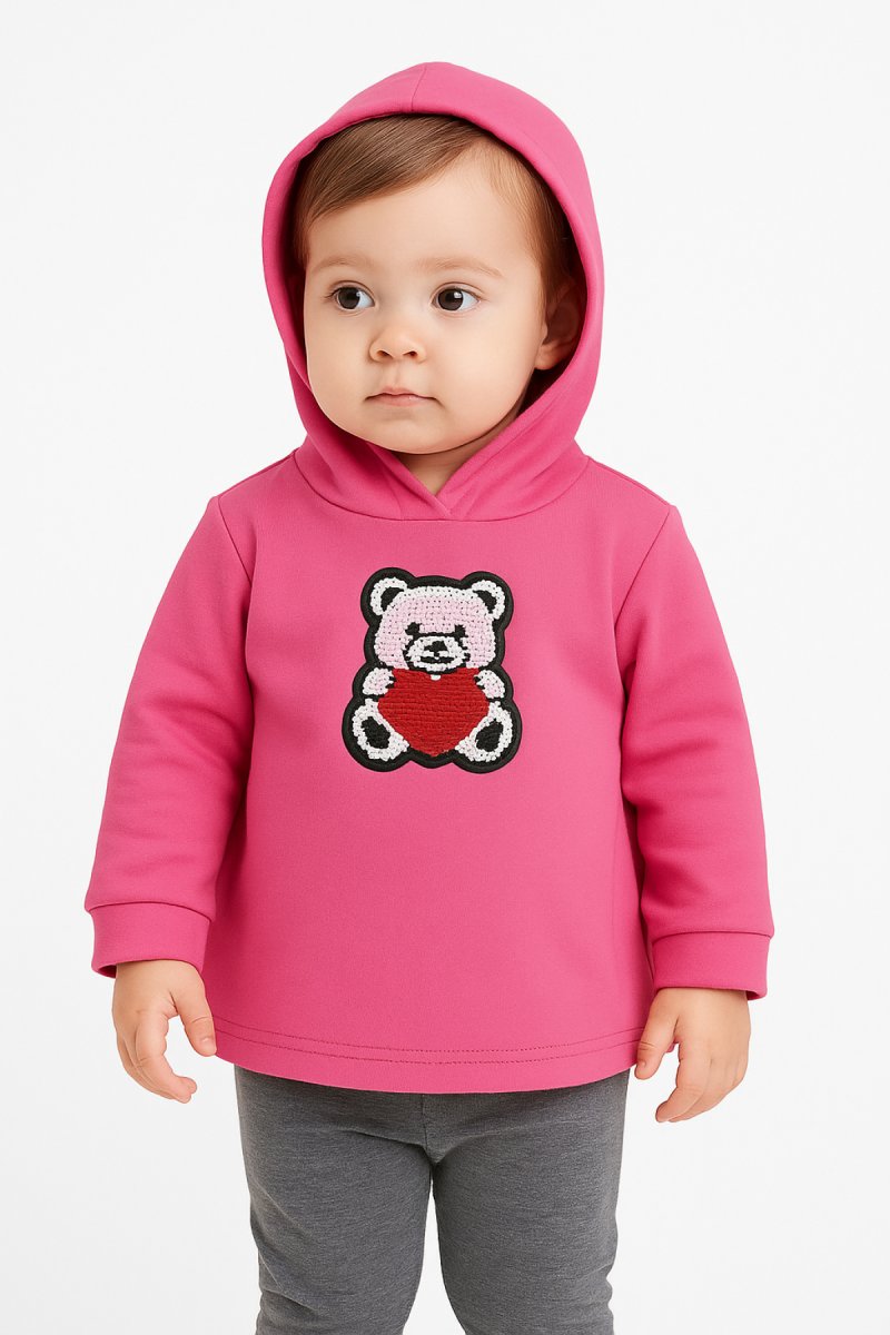 Buzo Frizado Aplique de Lentejuelas con Capucha