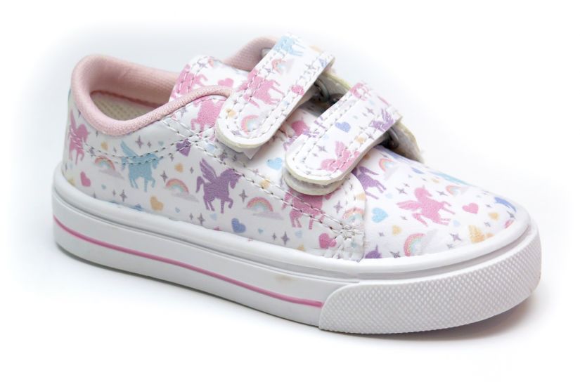 Zapatilla Cuerina Ecológica con Velcro Estampado Unicornio