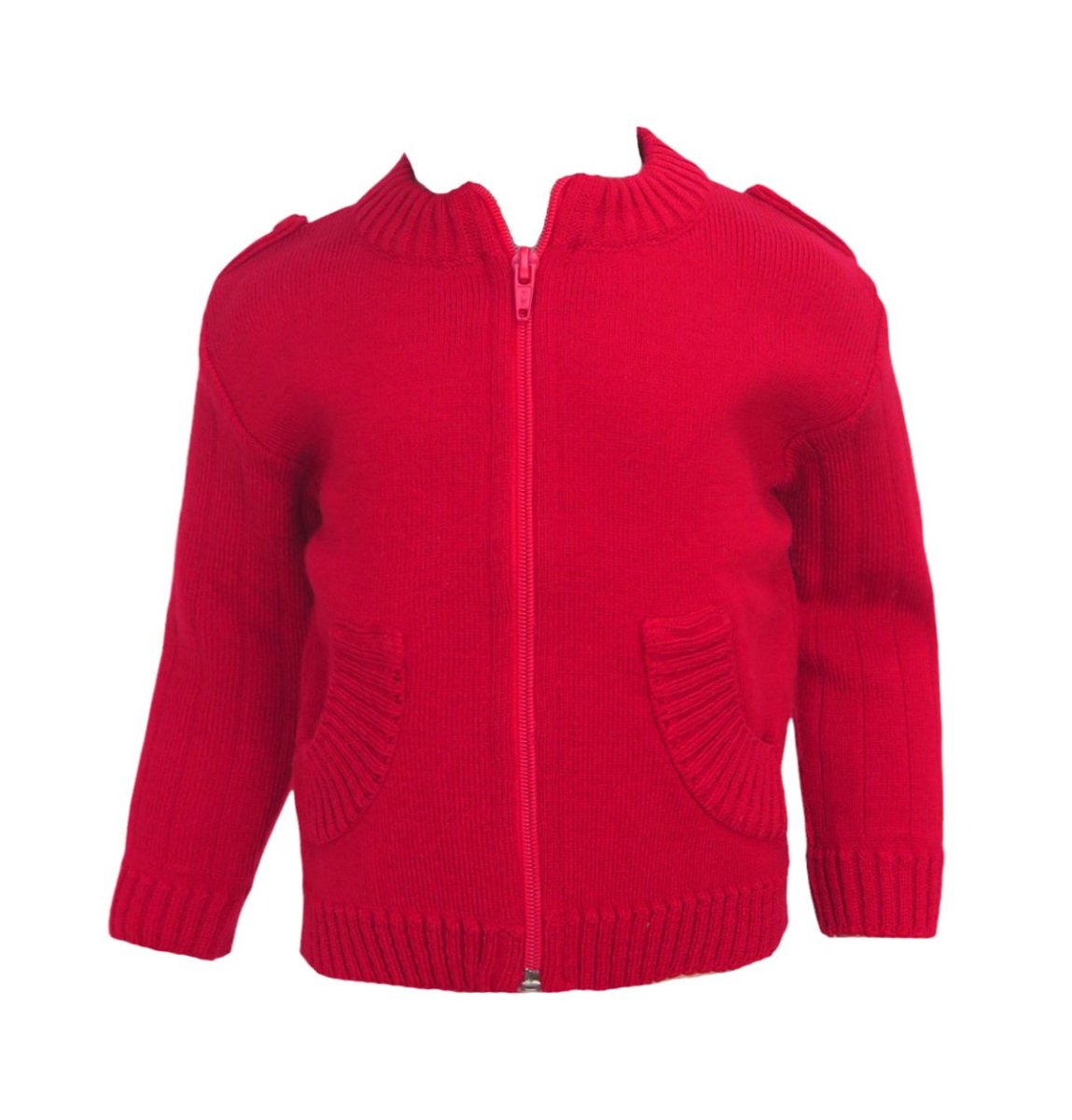 Campera Tejida con cierre y bolsillos