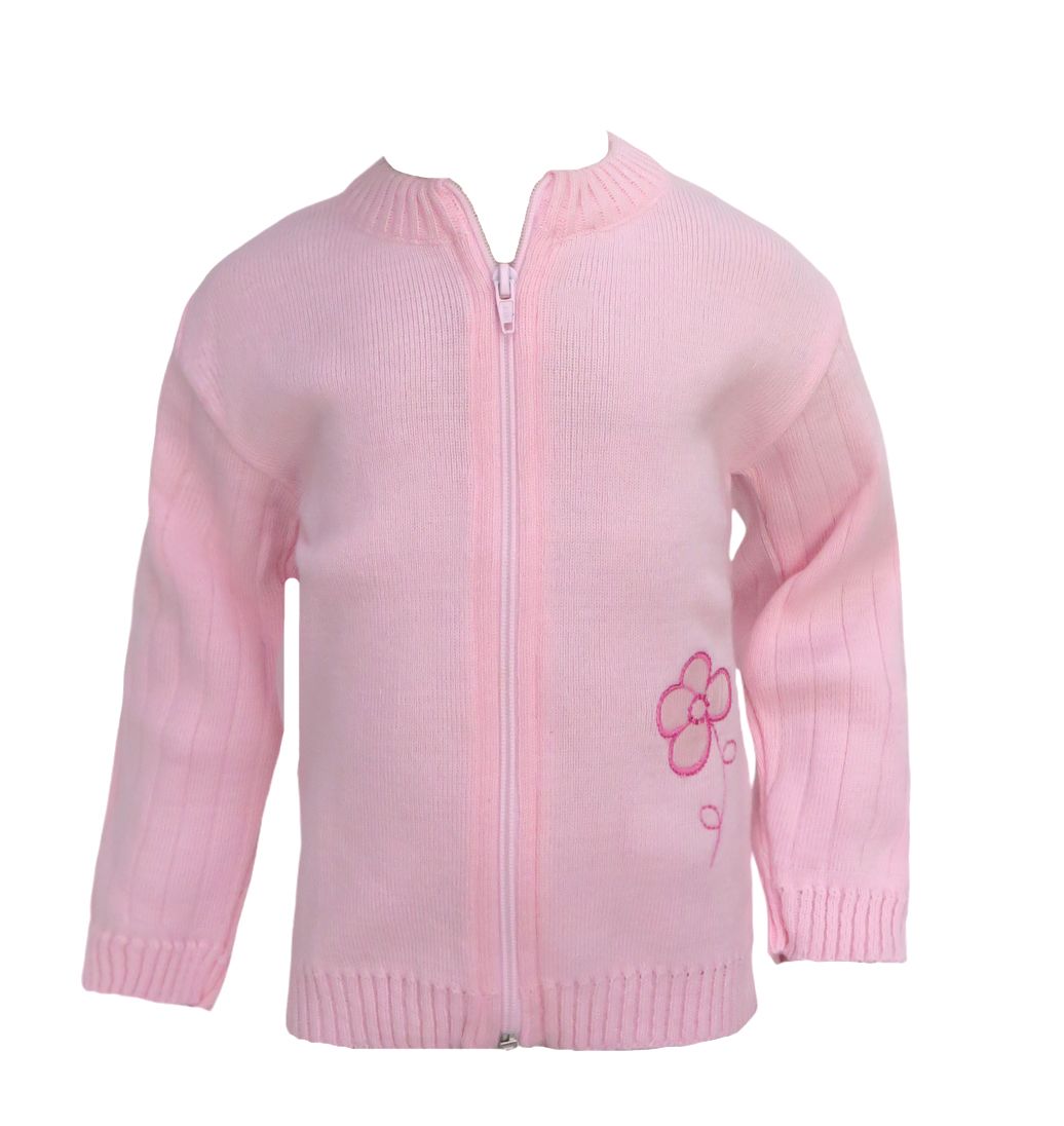 Campera Tejida con cierre bordada flor