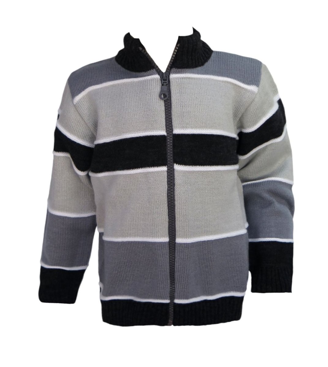 Campera Tejida con Cierre con Franjas