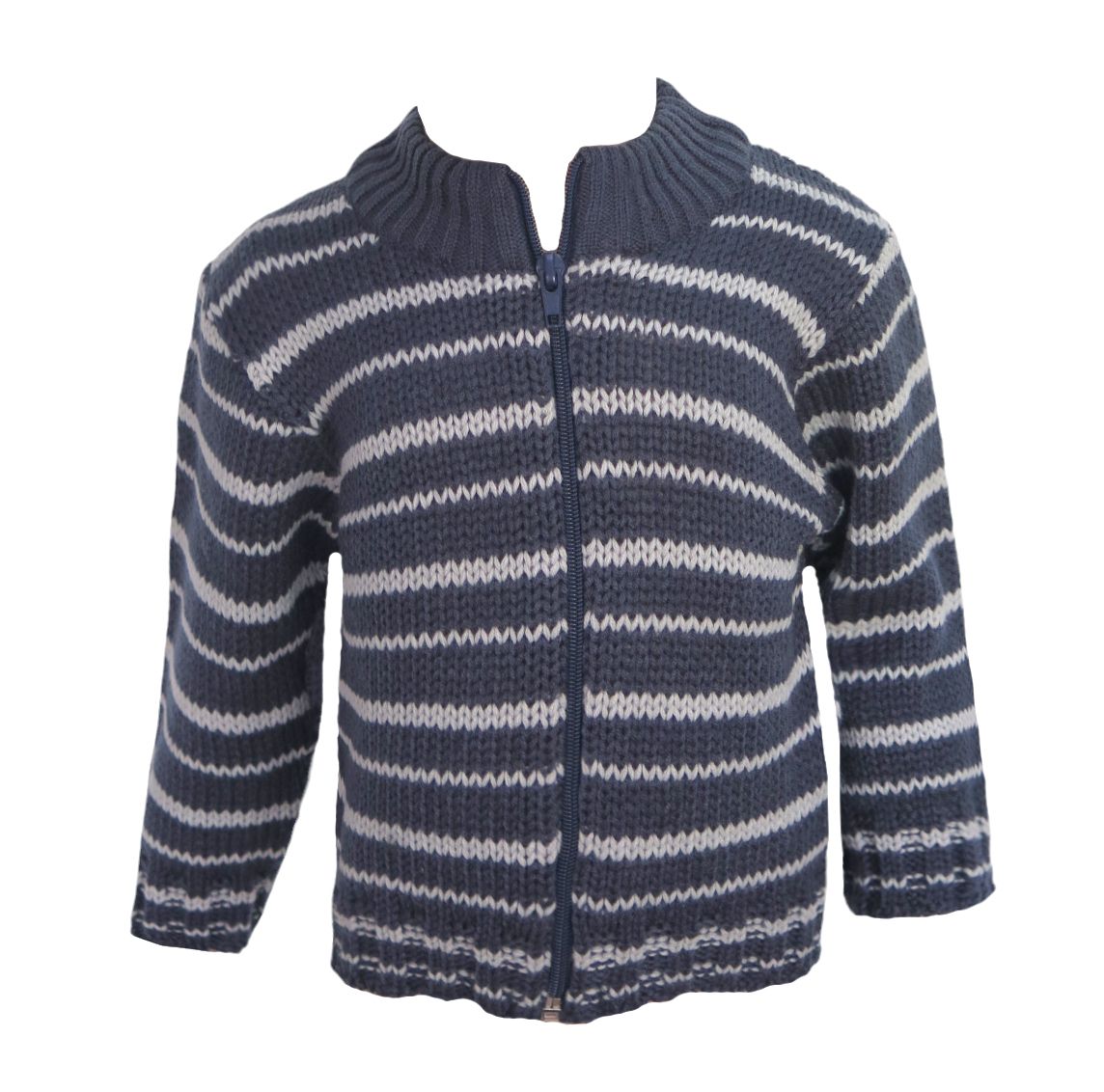 Campera Tejida con Cierre Rayado