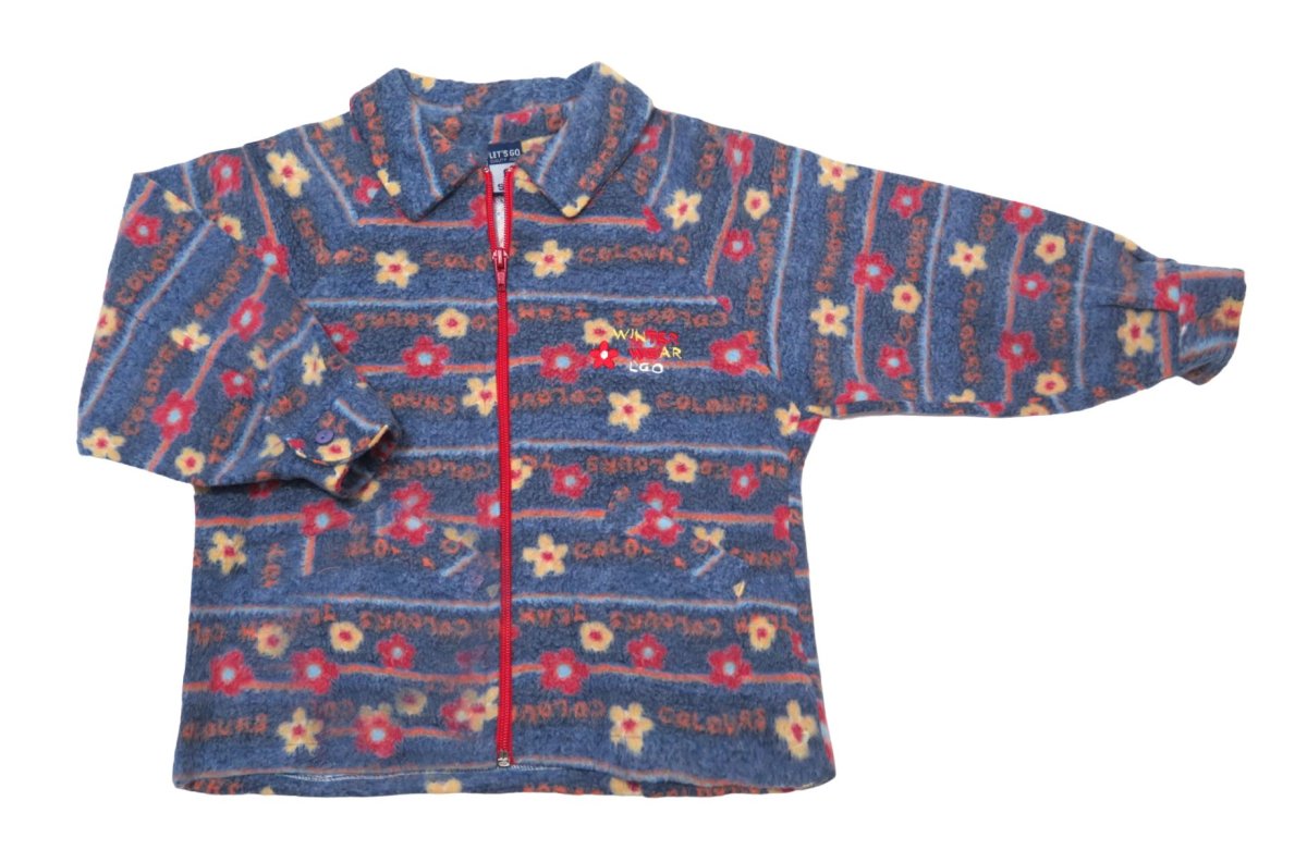 Campera de Polar con Cuello Estampado Flores