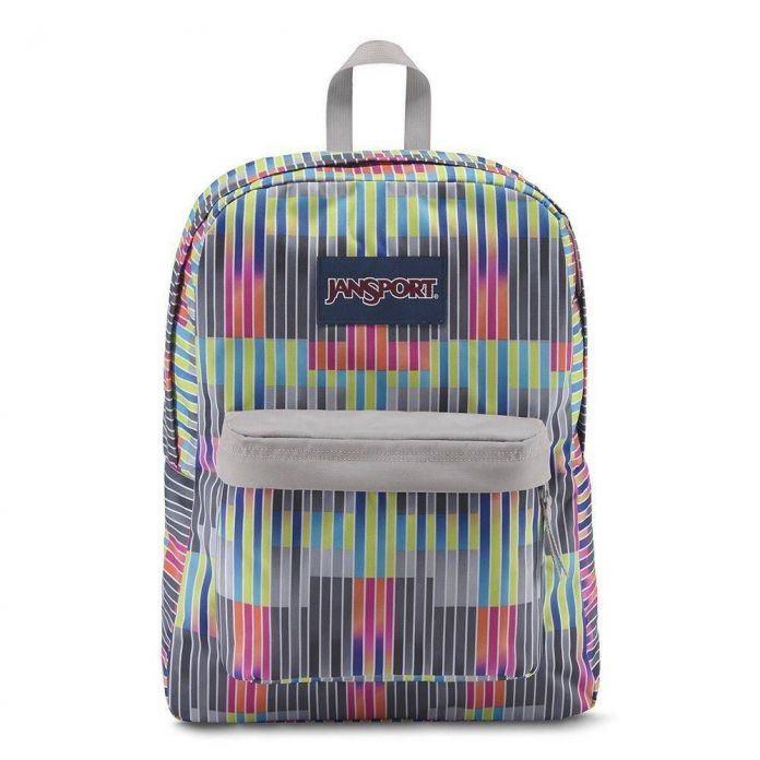 Jansport Mochila Superbreak (Modelo Clasico) 1 cierre principal y 1 bolsillo frontal COLOR "Static Stripes"
