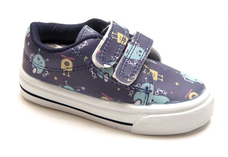 Zapatilla Cuerina Ecológica con Velcro Estampado Espacio