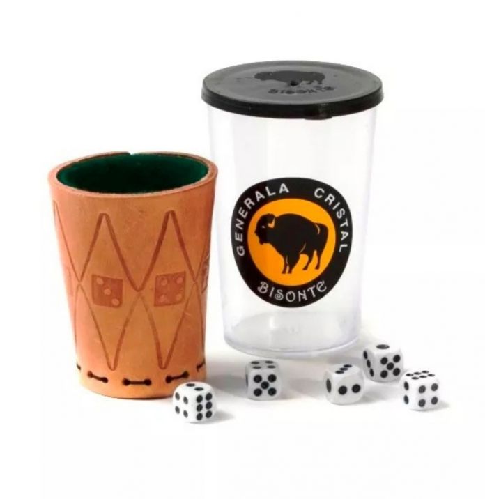 Generala en Vaso Acrílico - con Vaso de Cuero