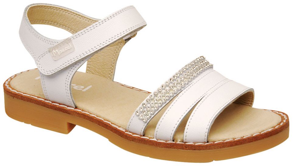 Sandalia Marcel de cuero con strass y velcro