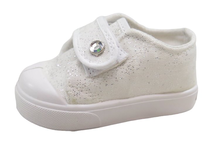 Zapatilla De Lona Con Glitter y Velcro