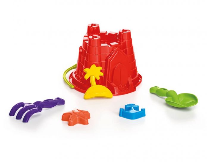 Reino De Arena - Balde con forma de Castillo - Pala + Rastrillo + Moldes