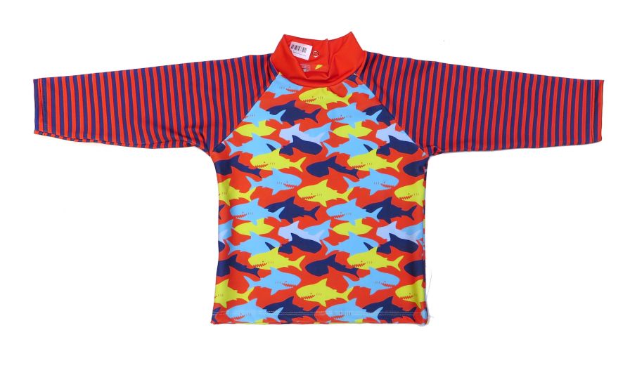 Remera Uv Lycra Manga Larga Estampado Tiburones