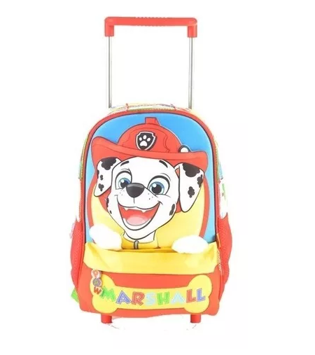 Mochila Con Carro Paw Patrol - Chase - Con Relieve Sobresalen Las Patitas - 32 cm