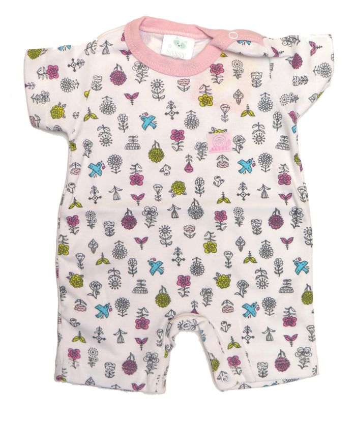 Enterito Interior Manga Corta De Algodon Estampado Floreado