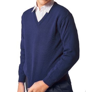 Sweater Pullover Escote V Colegial  Tejido