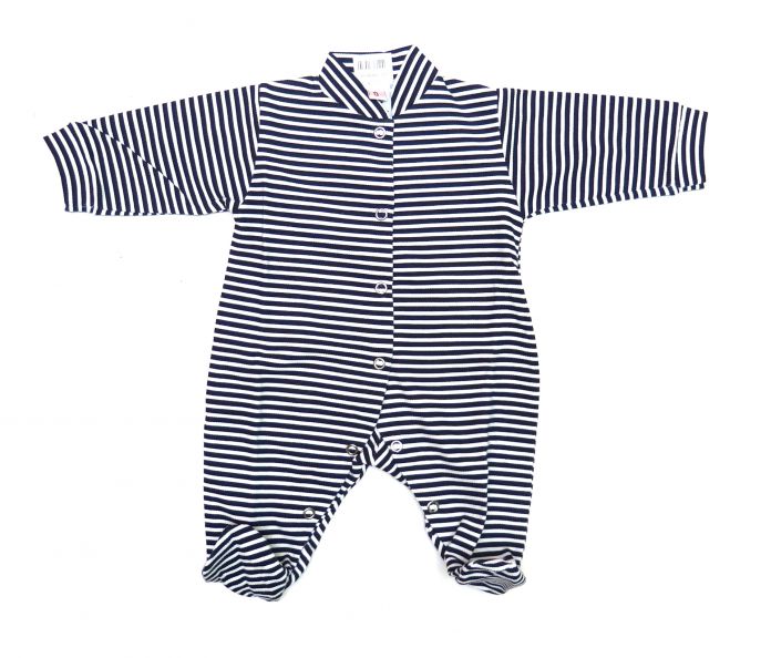 Enterito Pique Rayado Manga Larga con Broches Adelante