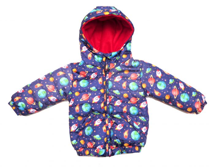 Campera De Abrigo Estampada planetas estrellas platillos Con Polar interior