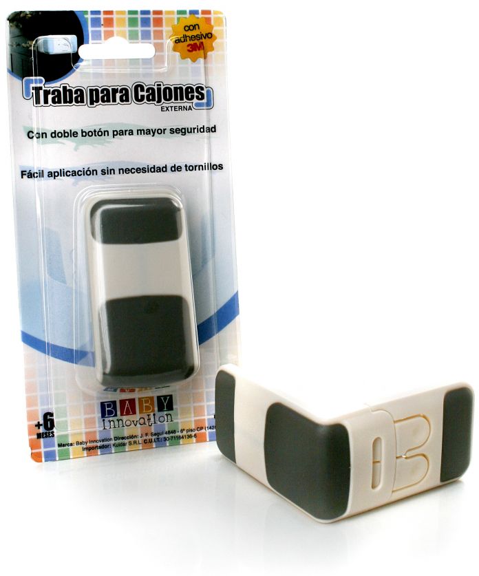 Traba cajon externo con doble boton de seguridad